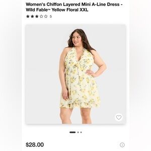 Chiffon Layered Mini A-Line Dress in Yellow Floral